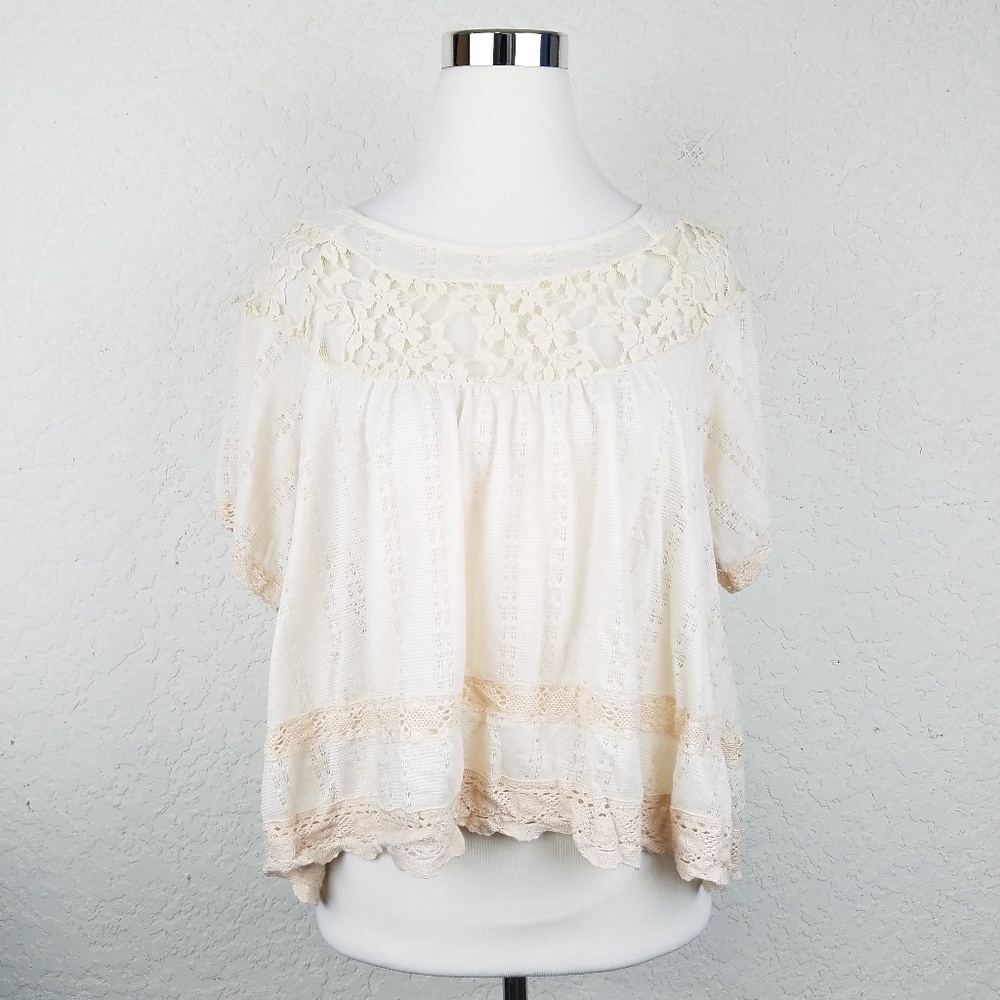 Free People Ivory top lace XS boho